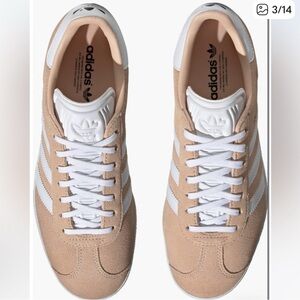 Adidas Beige Gazelle Suede Sneakers with White Stripes